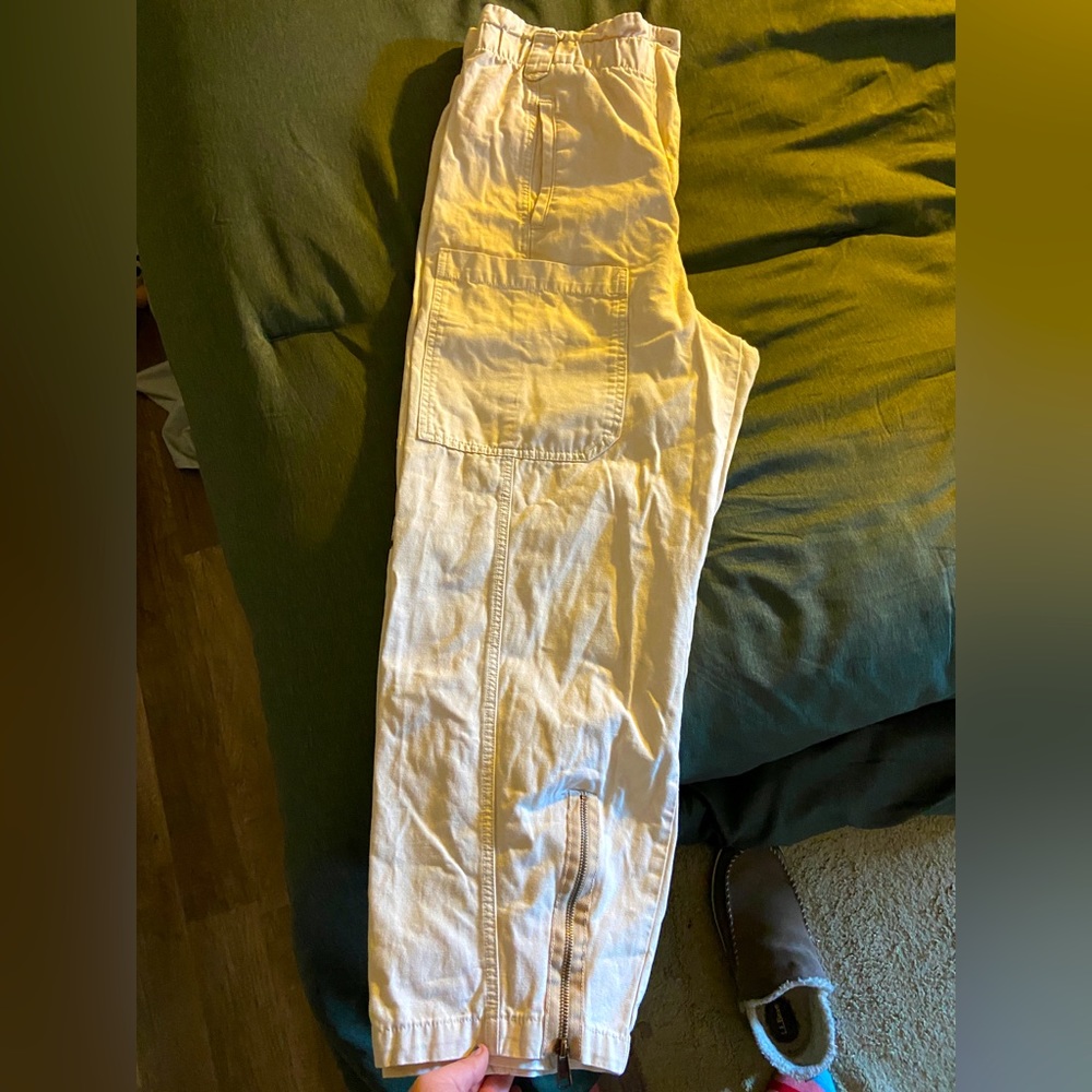 White Urban Outfitters Cargo Pants with Paperbag Waist